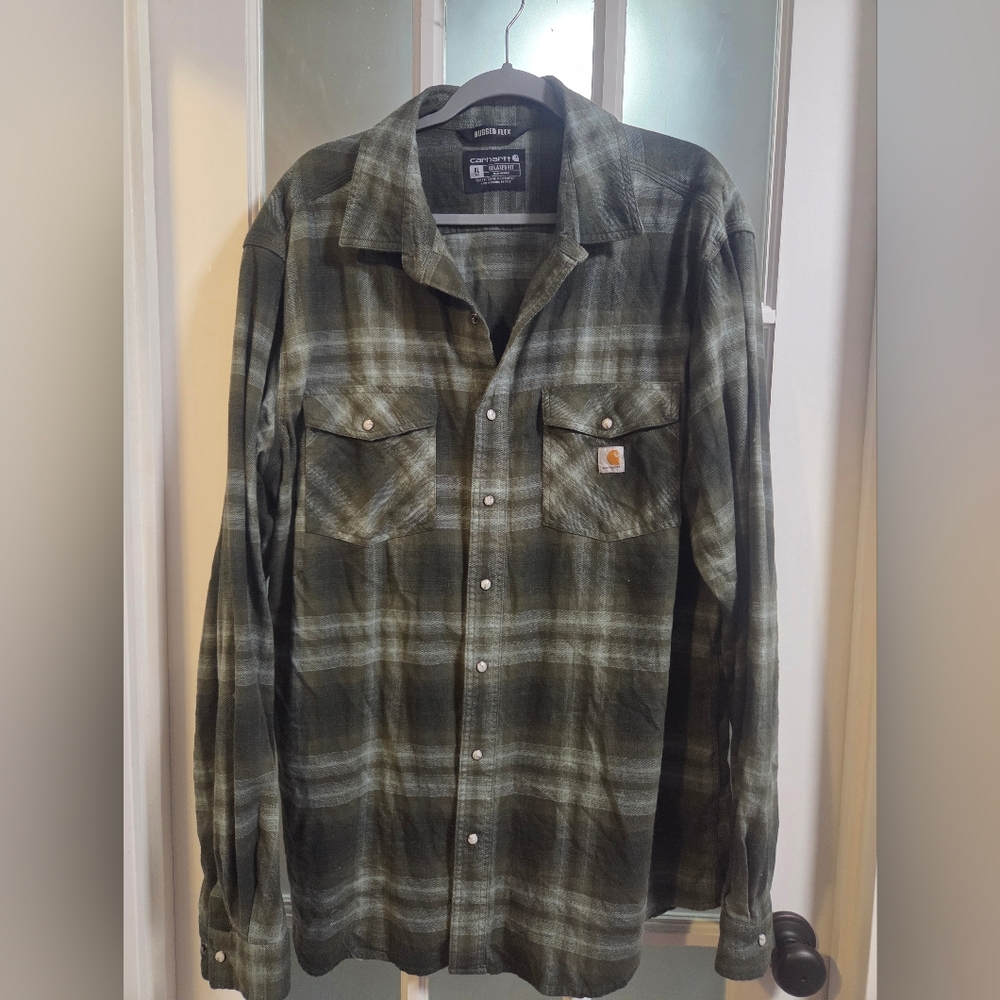 Carhartt Green Plaid Button-Up Shirt